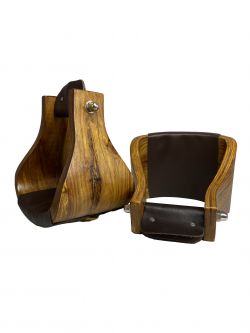 Showman Extra Wide Polished Ashwood wooden stirrups #2